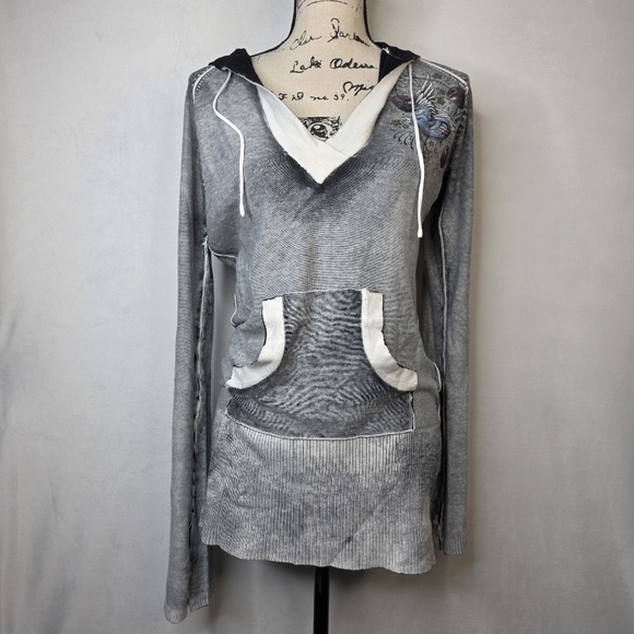 Sinful By Affliction L Lady Luck heart and dagger Tattoo y2k Hoodie. - Picture 1 of 4
